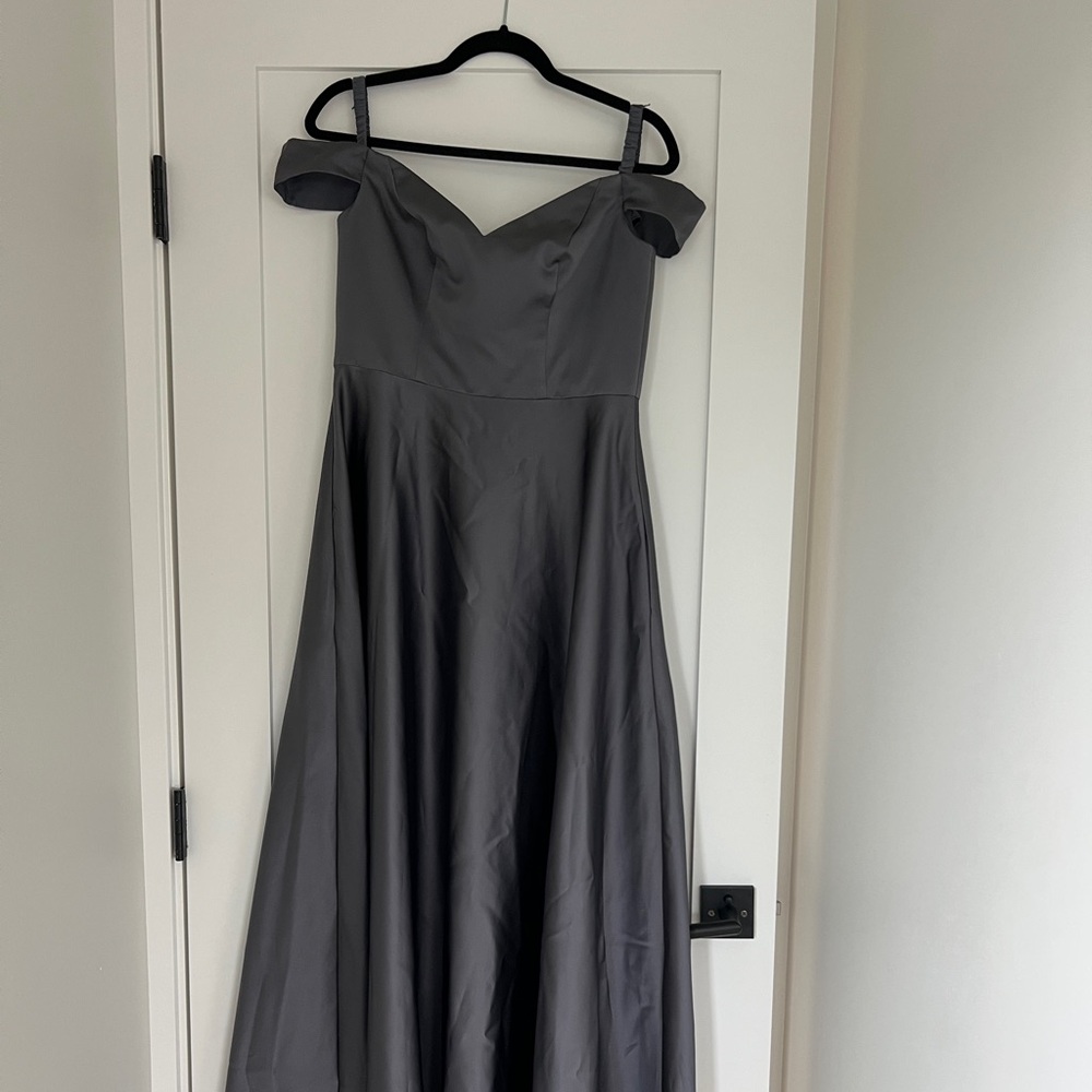 David’s Bridal NWT pewter bridesmaid gown